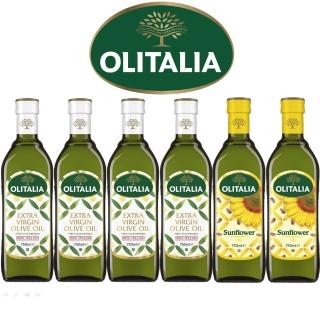 【Olitalia奧利塔】特級初榨橄欖油+葵花油料理組(750mlx6瓶)