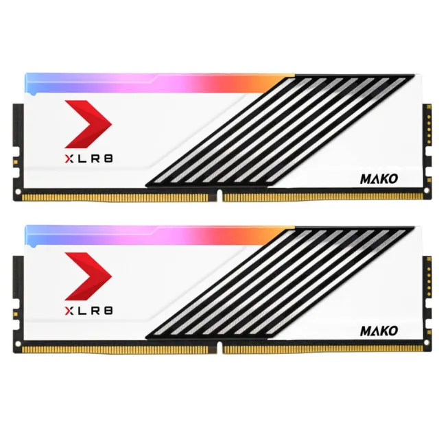 【PNY 必恩威】MAKO RGB DDR5 6000 32GB 桌上型電競記憶體_白(16Gx2雙通道)