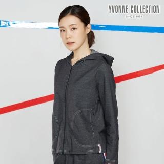 【YVONNE 以旺傢飾】鋅纖維仿牛仔彈性連帽外套(黑)
