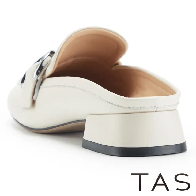 【TAS】繞帶釦環羊皮低跟穆勒鞋(米白)