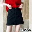 【UniStyle】波點牛仔短裙 韓版百搭顯瘦包臀裙 女 UV68051(黑)