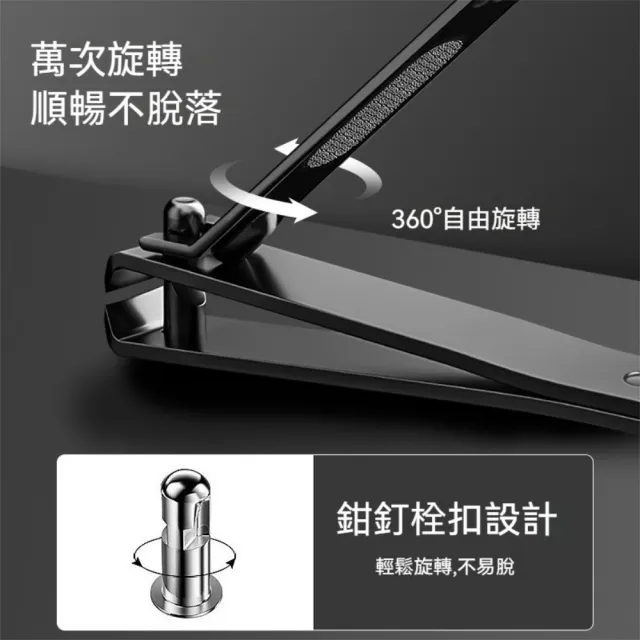 【Dagebeno荷生活】黑色塗裝便攜式不鏽鋼指甲刀 附銼刀堅韌耐用指甲剪(小號2入)