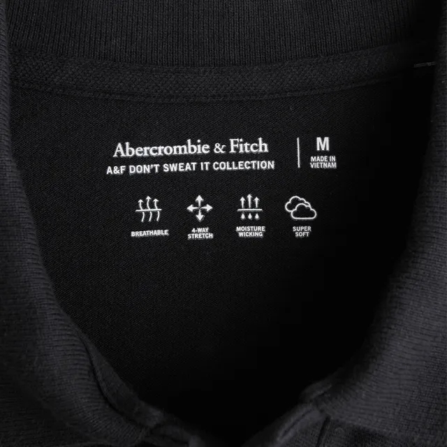 【Abercrombie & Fitch】AF A&F 經典刺繡麋鹿短袖Polo衫-黑色(春夏必備/平輸品)