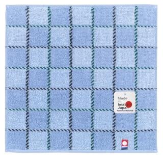 【COMBO!】日本製100%純棉頂級今治認證淺藍色格紋毛巾25 x 25 cm(洗臉毛巾/方巾手帕擦手布)