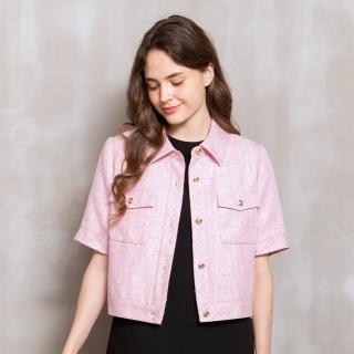 【perng yuh 芃諭名品】晶亮活採 輕花紗 翻領 短外套(2024 SS Collection｜3A春夏系列)