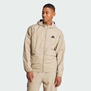 【adidas 愛迪達】外套 男款 運動外套 連帽風衣外套 M CE FZ HD 卡其 IS9284