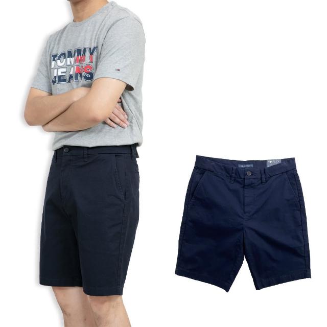 【Tommy Hilfiger】Tommy Hilfiger 深藍 彈性 休閒短褲 THFLEX 短褲 湯米(短褲9543BP5)