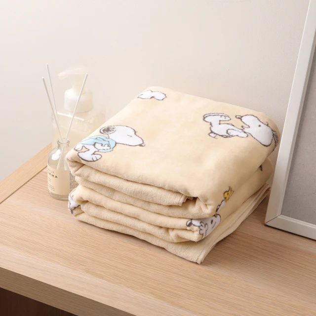 【Norns】Peanuts史努比純棉浴巾 米黃(Snoopy 100%純棉浴巾 70x140cm毛巾)