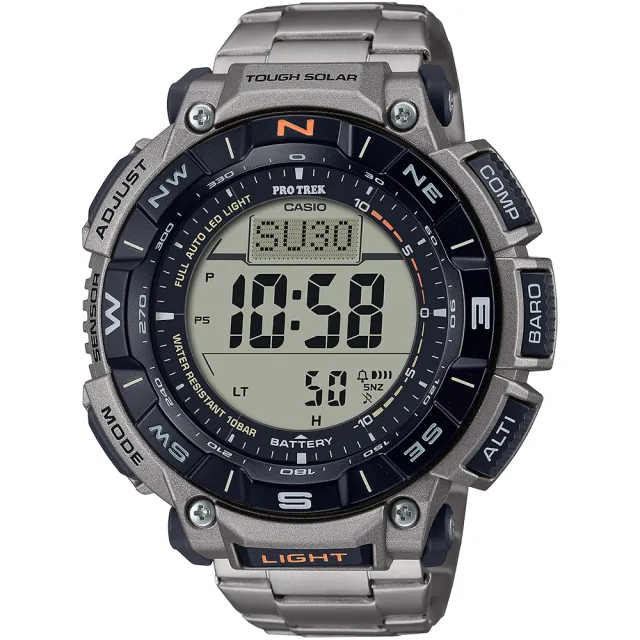 【CASIO 卡西歐】PRO TREK 太陽能鈦金屬登山計時錶(PRG-340T-7)