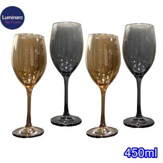 【Luminarc 樂美雅】晨露炫彩高腳紅酒杯450ml(4入裝禮盒組)