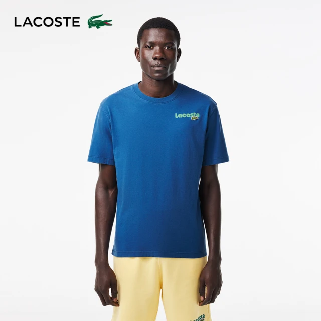 LACOSTELACOSTE 男裝-水洗效果Lacoste 印花短袖T恤(藍色)