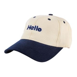 【HUGGER】文青撞色兒童棒球帽子 Hello藍灰(揹包童裝鴨舌帽透氣輕巧防曬)