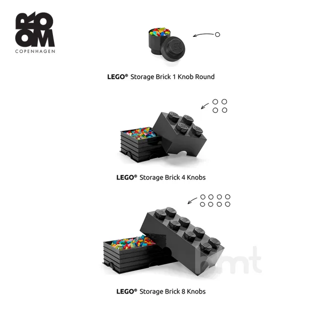 【Room Copenhagen】Lego Storage Brick All Black Set 樂高大型積木收納箱全黑3件組(樂高全黑收納盒系列)