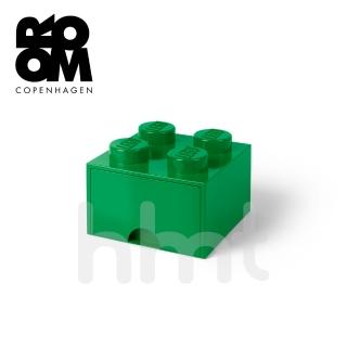 【LEGO 樂高】Room Copenhagen LEGO☆ Storage Brick 4樂高積木經典方塊四抽屜盒-綠色(樂高玩具收納盒)