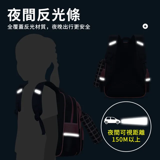 【Starshop】學院風減壓護脊後背包 超輕量書包 學生書包 男童/女童 國小1-6年級 雙肩書包(開學禮物)