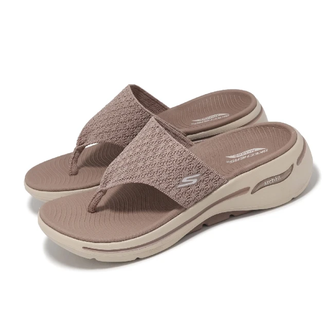 SKECHERS 涼拖鞋 Go Walk Arch Fit Sandal-Spellbound 女鞋 卡其 人字拖(140803-TPE)