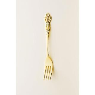 【DAIDOKORO】日本製皇冠造型維多利亞風頂級耐高溫抗菌304不鏽鋼叉子19 cm(金色/洗碗機適用)