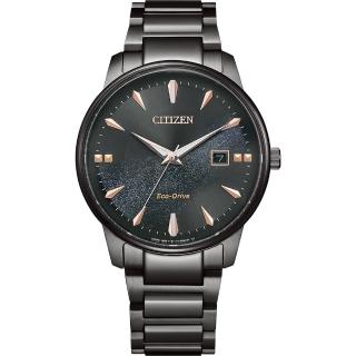 【CITIZEN 星辰】光動能簡約手錶-銀河黑 母親節 禮物 男錶(BM7595-89E)