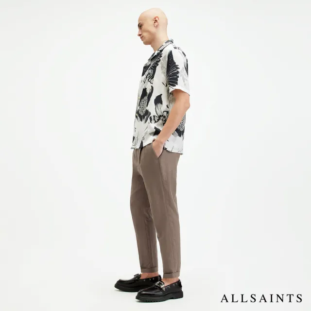 【ALLSAINTS】CROSS TALLIS 亞麻打摺中腰九分西裝褲-咖啡色 M006TA(修身版型)