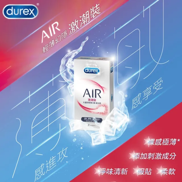 【Durex杜蕾斯】AIR輕薄幻隱激潮裝衛生套3入(保險套/保險套推薦/衛生套/安全套/避孕套/避孕)