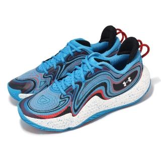 【UNDER ARMOUR】籃球鞋 Spawn 6 MM 男鞋 藍 紅 透氣 緩衝 運動鞋 UA(3027259400)