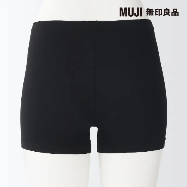 【MUJI 無印良品】女有機棉混彈性天竺一分緊身褲(黑色)