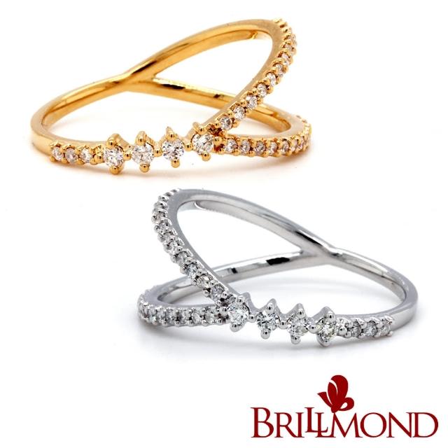 【BRILLMOND JEWELRY】PT950鉑金台 20分天然 鑽石線戒 交織鑽戒 雙色選(PT950鉑金台 天然鑽石總重20分)
