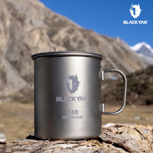 【BLACK YAK】TITANIUM純鈦單層折疊手把杯 450ml(碳灰)BYDB1NGN0294-F(韓國 戶外登山 運動配件 露營 杯子)