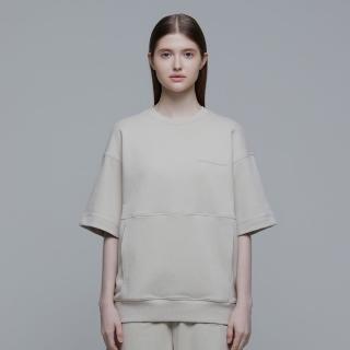 【國家地理服飾官方旗艦】男女同款 PITTA 微寬鬆短袖大學T - 米色(男女同款/短袖T)