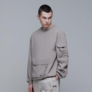 【國家地理服飾官方旗艦】男裝 KANGAROO 口袋平織大學T - 米色(大學T/男裝)