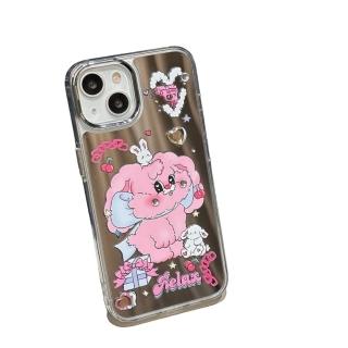 【LOYALTY】iPhone15Pro/15ProMax日韓INS甜酷兔兔鏡面矽膠手機保護殼