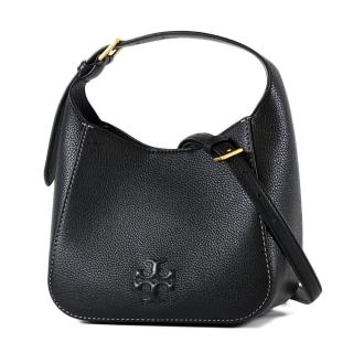 【TORY BURCH】THEA 荔枝紋磁釦手提/斜背二用包-黑色/小