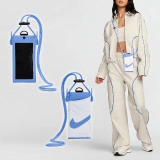 【NIKE 耐吉】手機斜揹包 Premium Phone Crossbody Bag 藍 白 可觸控 可調背帶 小包(N101003645-1OS)