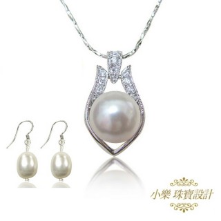 【小樂珠寶】俏麗3A南洋深海貝珍珠套組項鍊耳勾耳環二件式(12mm大尺寸濃鬱招財進寶)