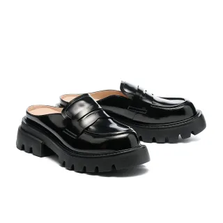 【BYHUE】質感個性便仕造型軟芯厚底穆勒拖鞋(黑)