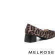 【MELROSE】美樂斯 質感飾釦豹紋布方頭高跟鞋(豹紋)