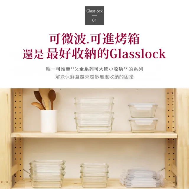 【Glasslock】強化玻璃烤箱可用保鮮盒-全便當尺寸豪華4件組