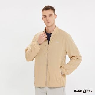 【Hang Ten】男裝-恆溫多功能-立領涼爽防曬輕量彈性尼龍外套(卡其)