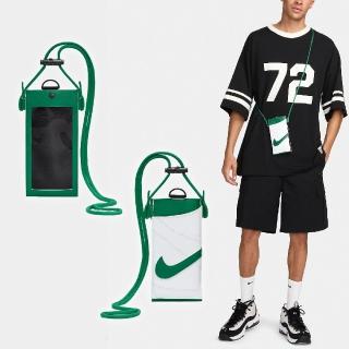 【NIKE 耐吉】手機斜揹包 Premium Phone Crossbody Bag 綠 白 可觸控 可調背帶 小包(N101003631-1OS)