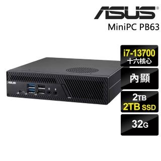 【ASUS 華碩】i7 十六核心迷你商用電腦(PB63/i7-13700/32G/2TB+2TB SSD/W11P)