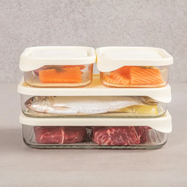 【Glasslock】冰箱收納強化玻璃微波保鮮盒-超值6件組(冰箱收納盒/冷凍分裝)