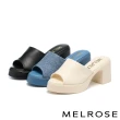 【MELROSE】美樂斯 簡約日常純色美型高跟拖鞋(米白)