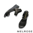 【MELROSE】美樂斯 簡約一字帶純色楔型低跟涼鞋(黑)