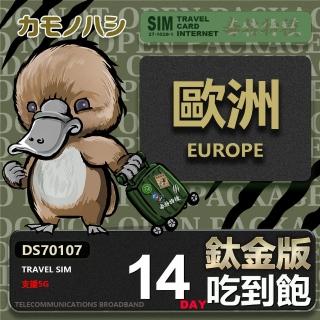 【鴨嘴獸 上網絡卡】歐洲鈦金版 14天吃到飽 純上網 不降速(出國網絡卡 高流量上網絡卡 旅遊卡)
