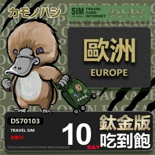 【鴨嘴獸 上網絡卡】歐洲鈦金版 10天吃到飽 純上網 不降速(出國網絡卡 高流量上網絡卡 旅遊卡)