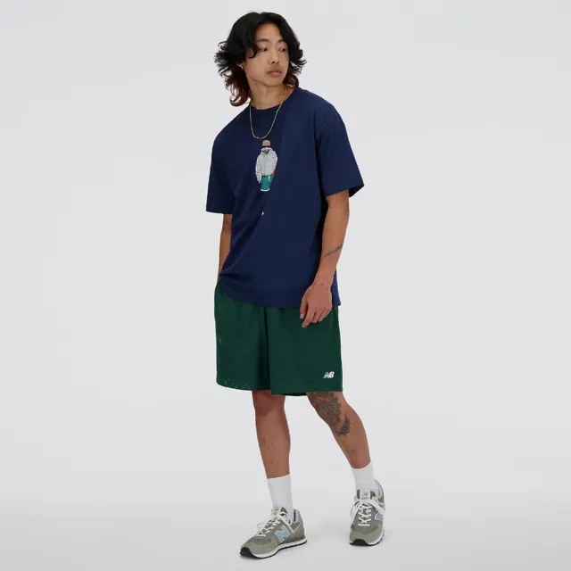 【NEW BALANCE】NB 上衣 男款 短袖上衣 運動 美規 藍 MT41578NNY