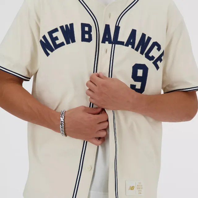 【NEW BALANCE】NB 上衣 男款 短袖上衣 運動 棒球球衣 美規 杏 MT41512LIN