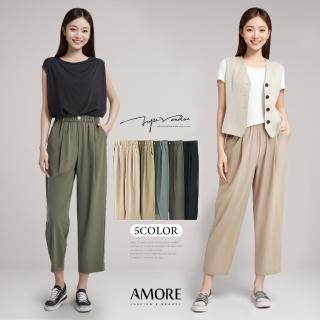 【Amore】夏日冰涼親膚冰絲感多色九分褲(涼感肌膚自由)