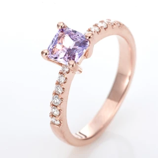【DOLLY】1克拉 無燒斯里蘭卡紫羅蘭藍寶石18K玫瑰金鑽石戒指(005)