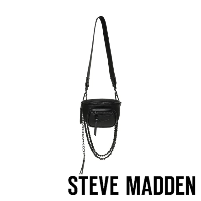 STEVE MADDEN BCOMFY2 率性鍊條寬帶腰包(黑色)